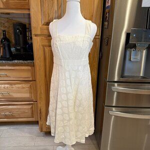 Studio I White Halter Babydoll Dress Women’s 8P Eyelet & Dots NWOT